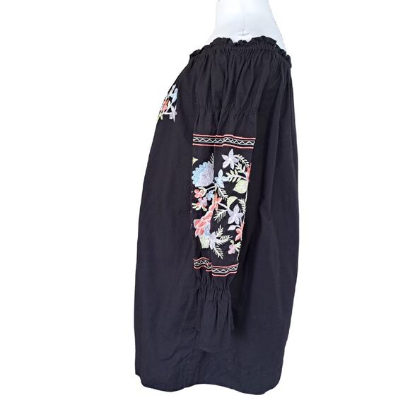 Free People Fleur du Jour Floral Embroidered Mini Dress Medium Off the Shoulder - Picture 6 of 9